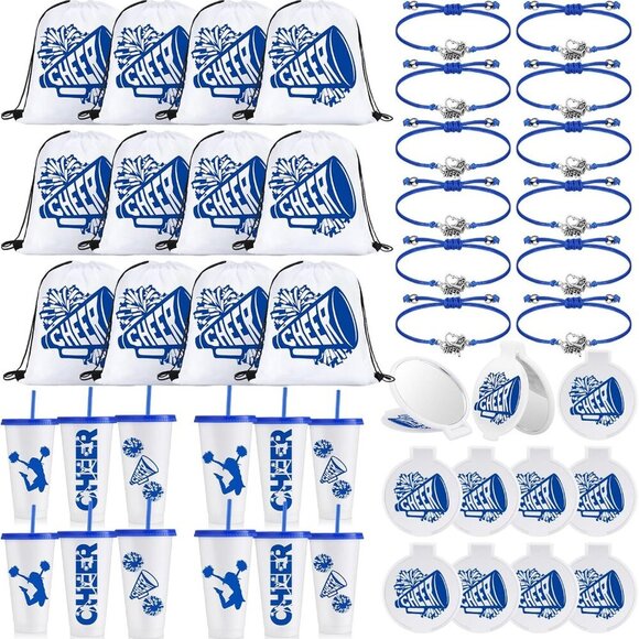 Cheerleading Gift Bulk Set 48 pcs Includes Bracelets Cups Mirrors Bags